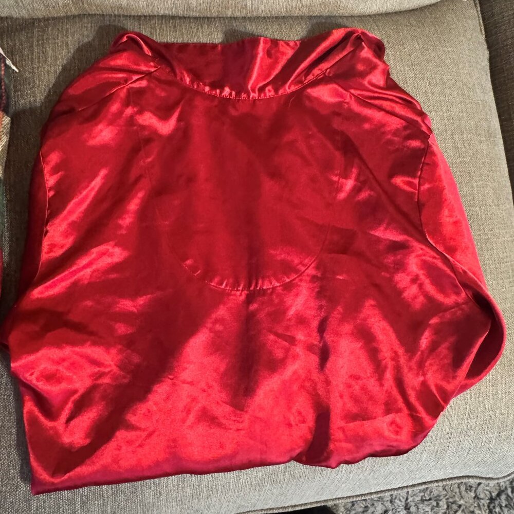 Vintage Red, Satin Sleep Shirt by Adonna - Picture 4 of 7